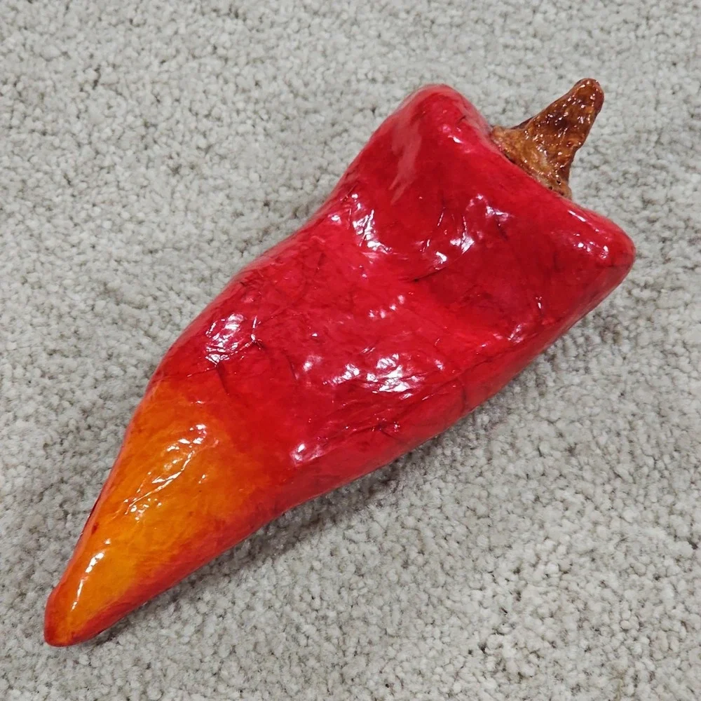 Chili Pepper Figurine Fruit Veggies Paper Mache Mexico Faux Food Summer Decor